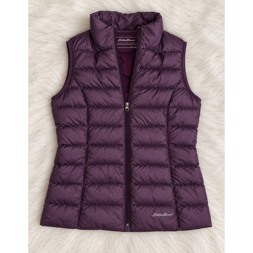 Eddie Bauer Womens Purple 650 Down Puffer Vest Quilted Full Zip Small